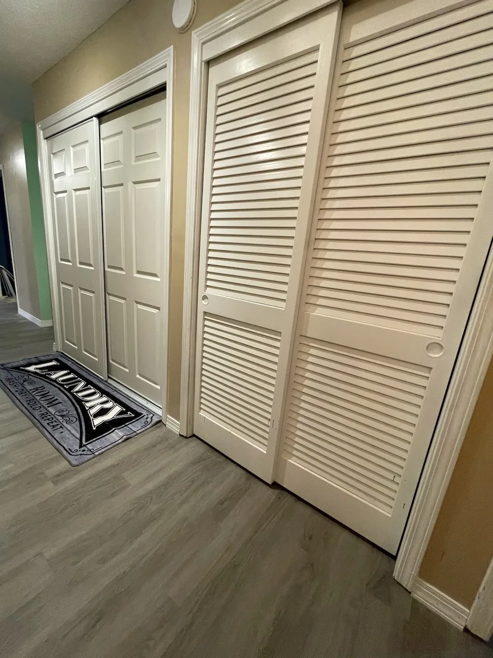 hallway laundry area