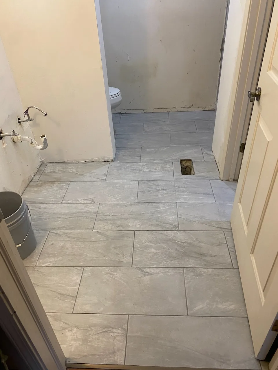 master bathroom floor tiled